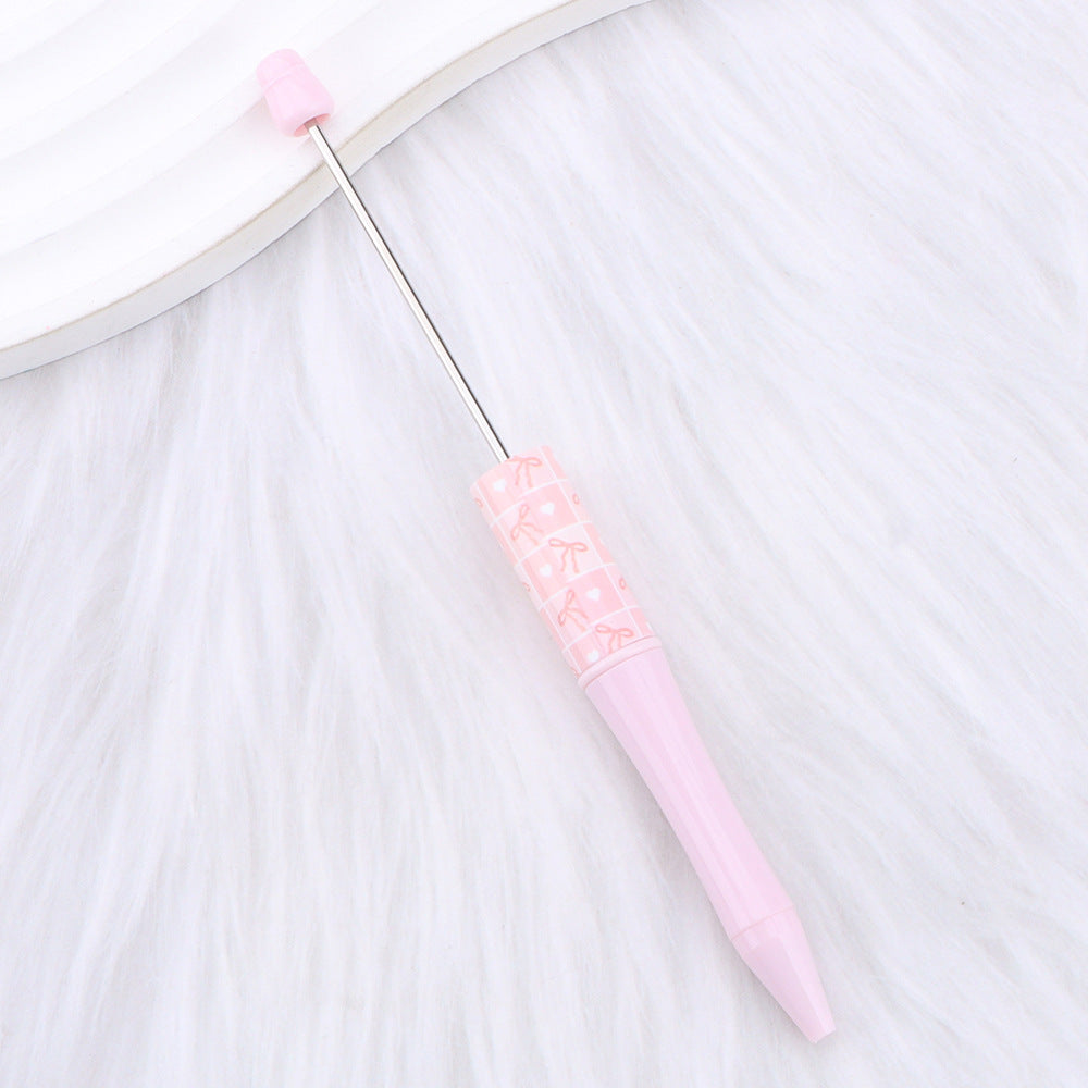 Wholesale New DIY pink bow print beaded pen girly pink
