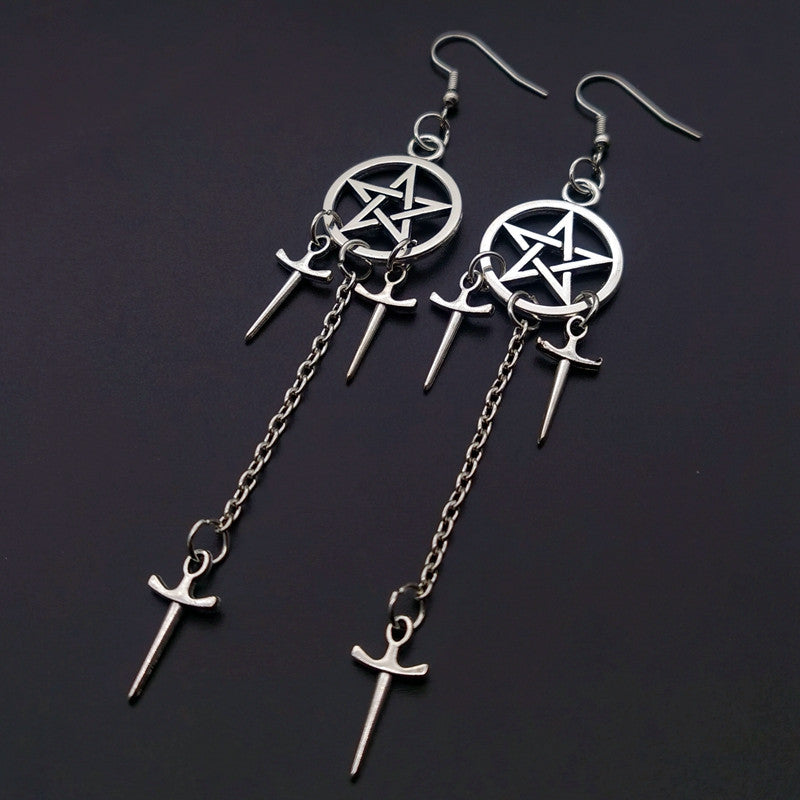 Gothic Diablo Sword Dagger Earrings