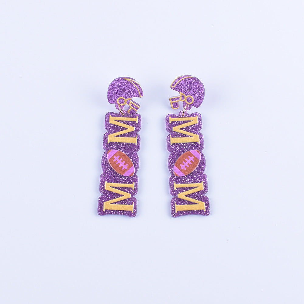 Wholesale Sports accessories baseball football rugby heart acrylic earrings