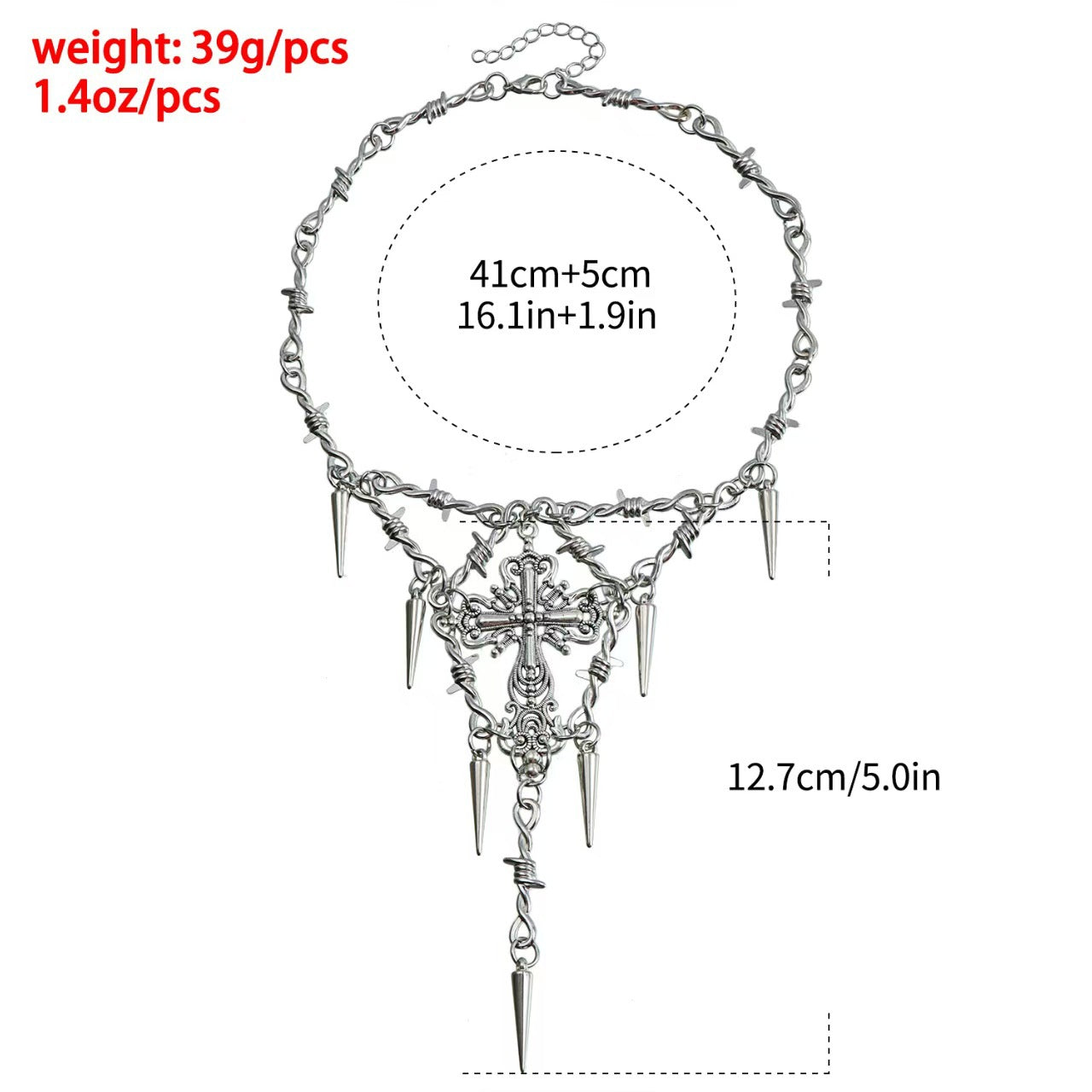 Wholesale Hip-hop style thorn cross clavicle necklace