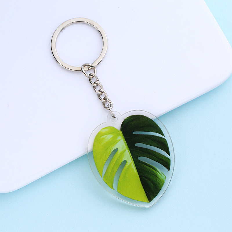 Wholesale 50PCS Creative Simulated Leaf Acrylic Keychain