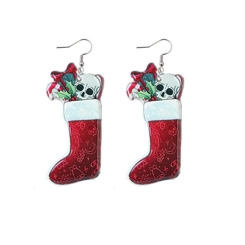 Wholesale Christmas funny flat acrylic earrings