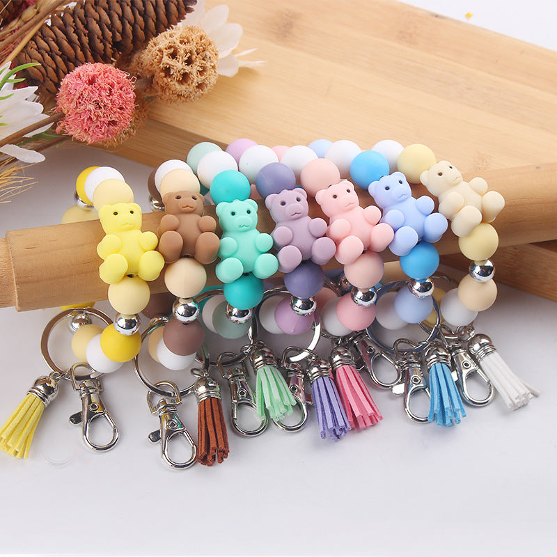 Wholesale Cartoon Animal Bear Silicone Bracelet Keychain