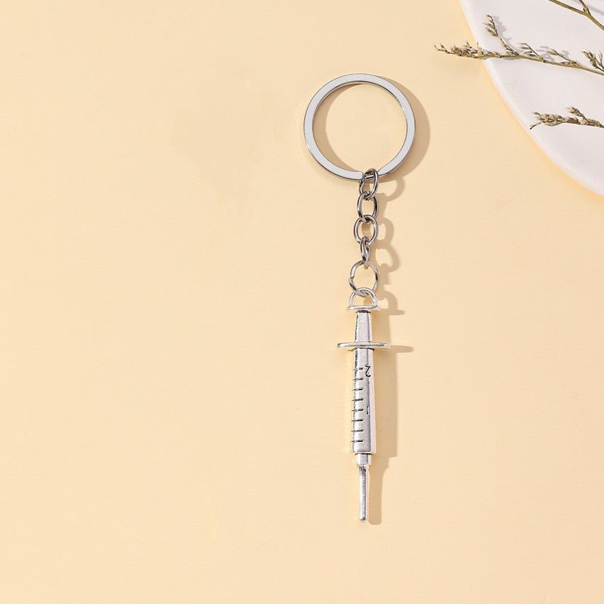 Wholesale Metal Simulation Syringe Thermometer Keychain