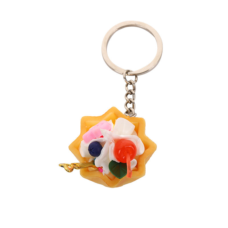Llavero de pastel de crema de encaje de simulación de PVC al por mayor