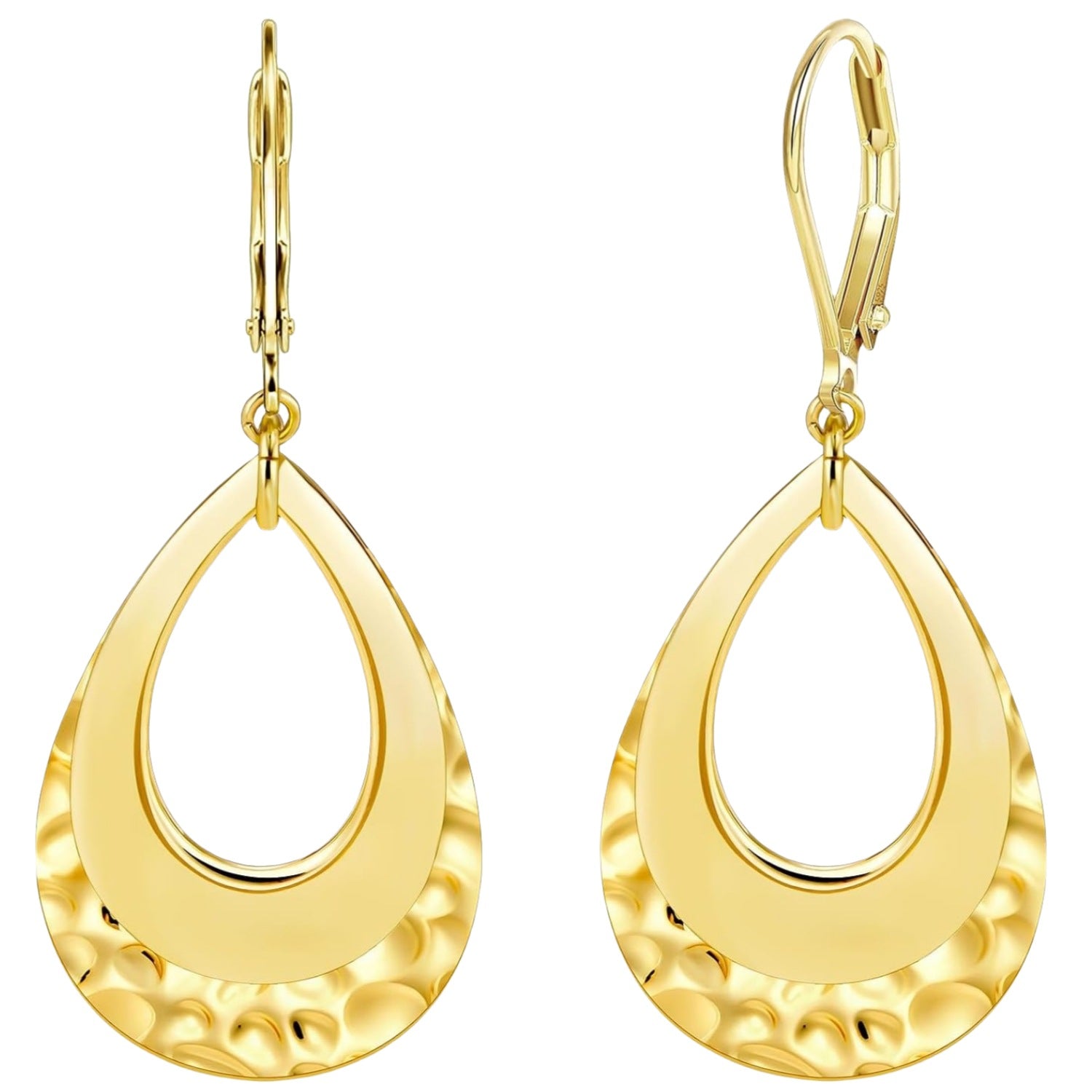 Wholesale Geometric Cut Out Hammer Pattern Drop-Shaped Design  Earrings