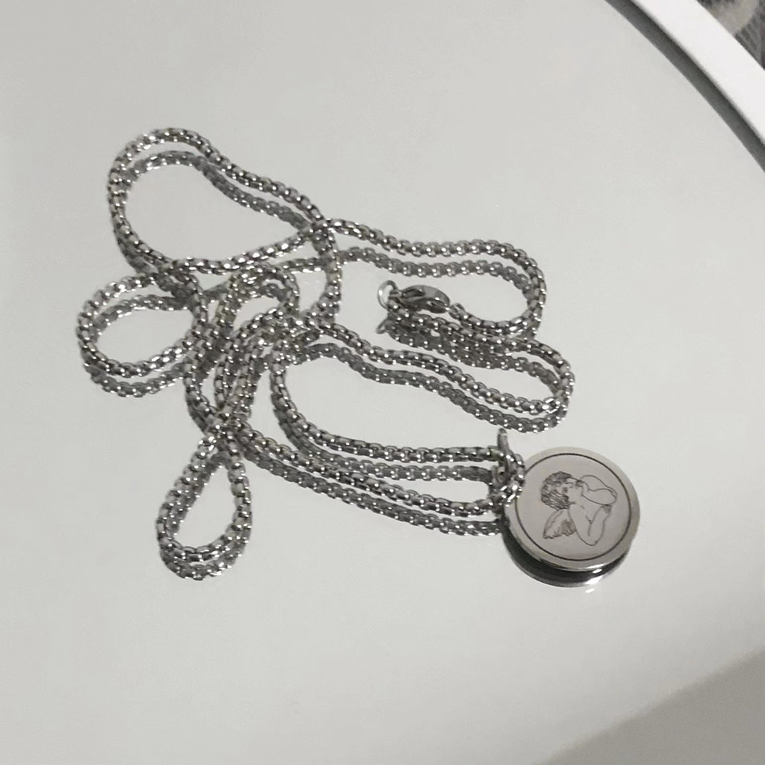 Wholesale Little Angel Titanium Steel Chain No Fading Sweater Necklaces