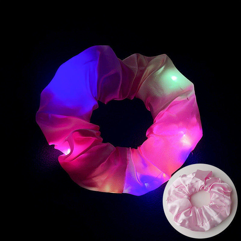 Wholesale Led Luminous Large Intestine Hair Ring DIY Night Light Flower Shiny Fat Intestine Head Rope Nightclub Rubber Band Hair Accessories