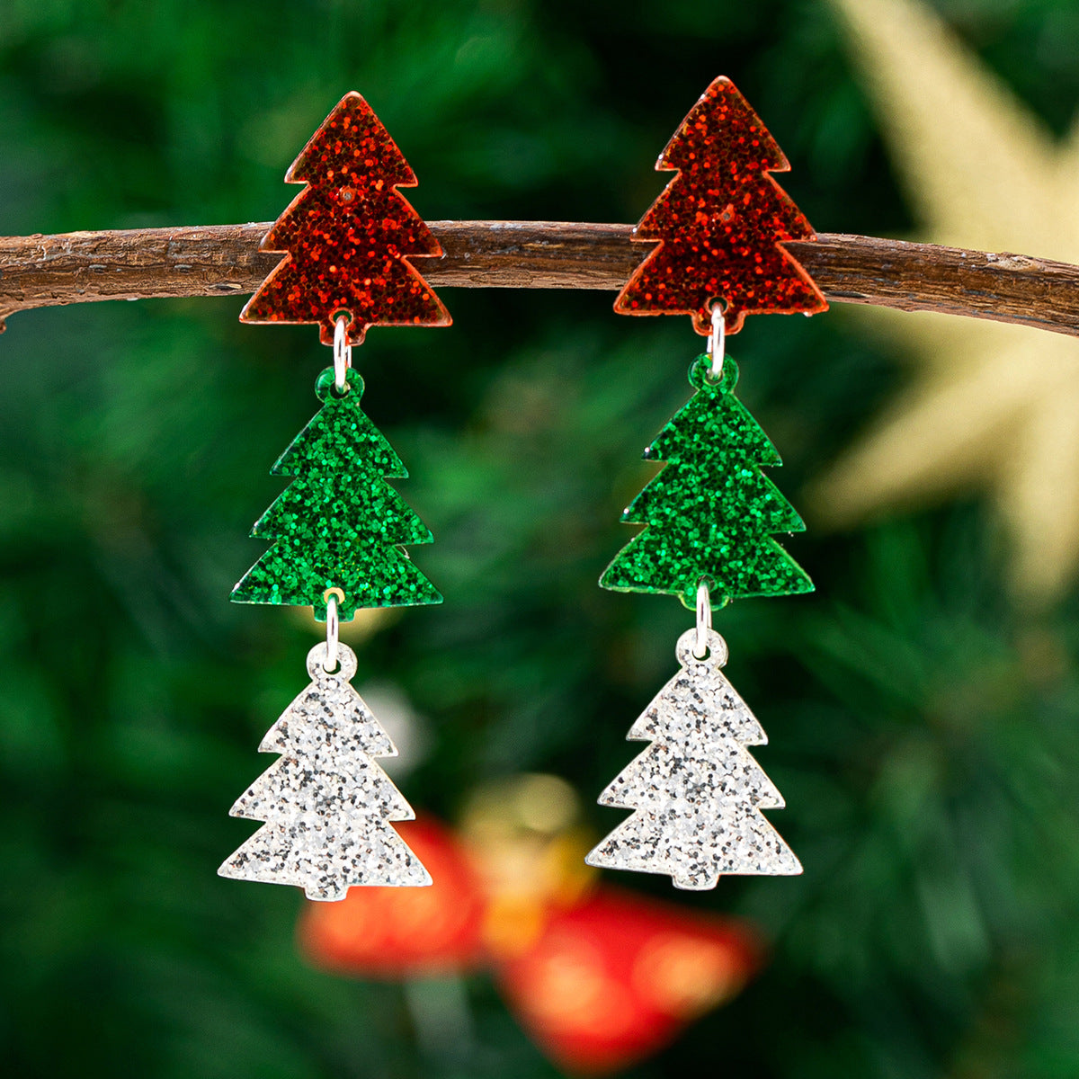 Wholesale Christmas tree gingerbread man  Acrylic Earrings
