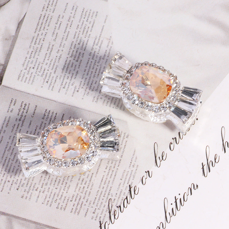 Wholesale 5pcs/pack Alloy Candy 3D Rhinestone DIY Straight Hole Beads