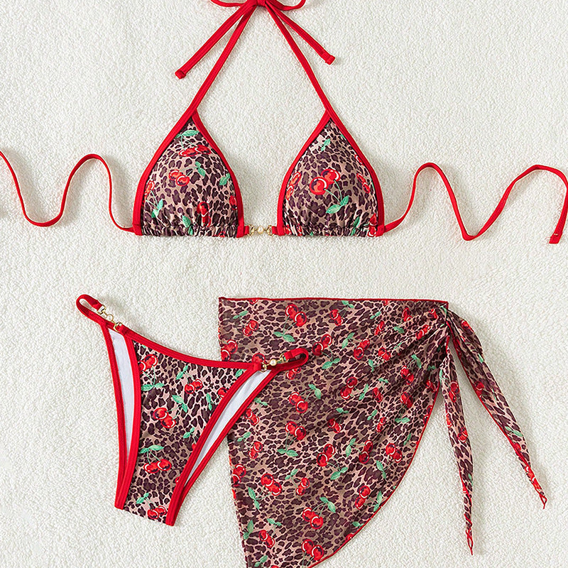 Wholesale Swimsuit three piece set tulle skirt printed swimsuit