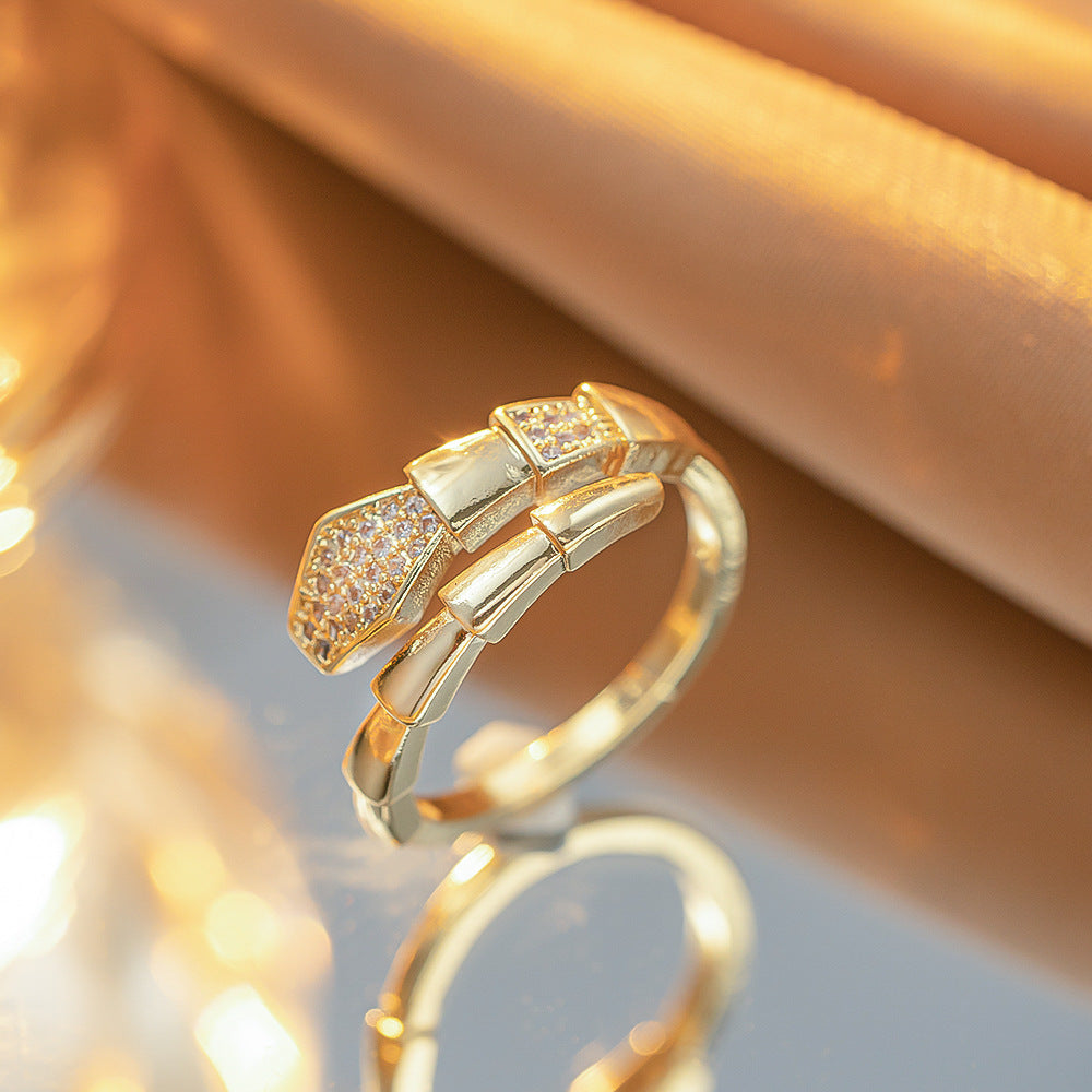 Wholesale Gold Plated Zircon Open Adjustable Ring