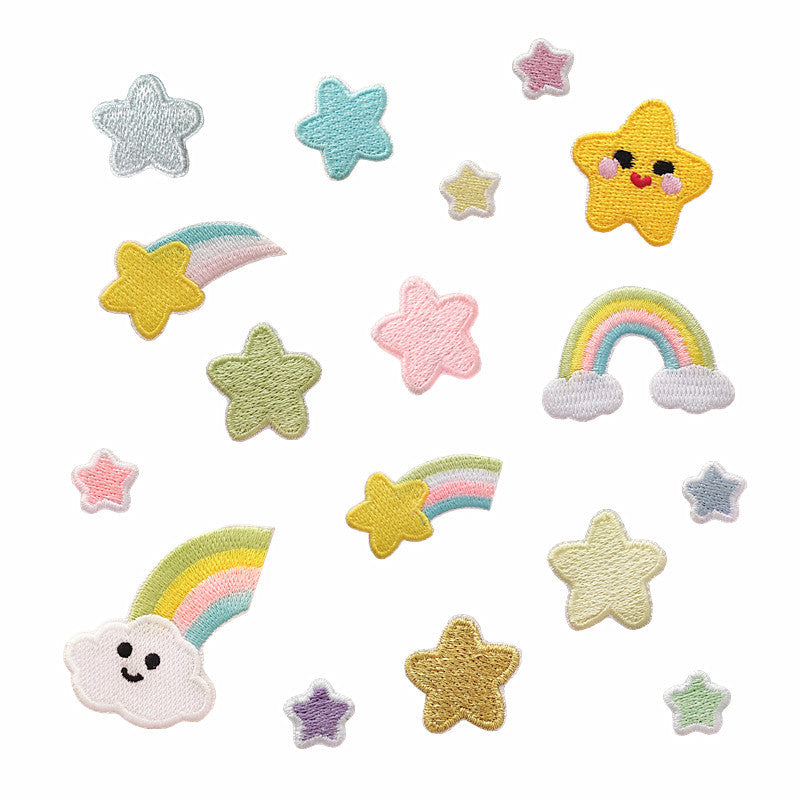 Wholesale Cute cartoon rainbow five-pointed star embroidery DIY patches