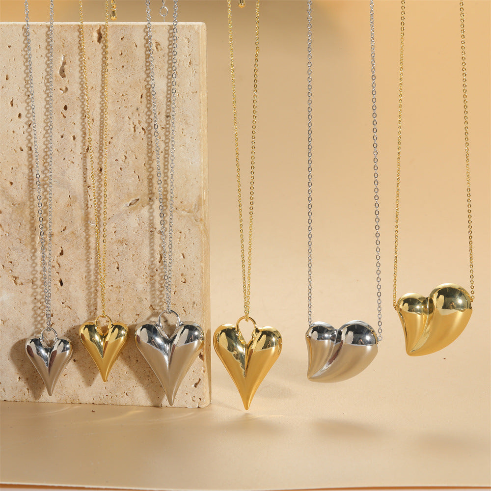 Wholesale Copper Plated 14K Gold Heart Shaped Pendant Clavicle Chain