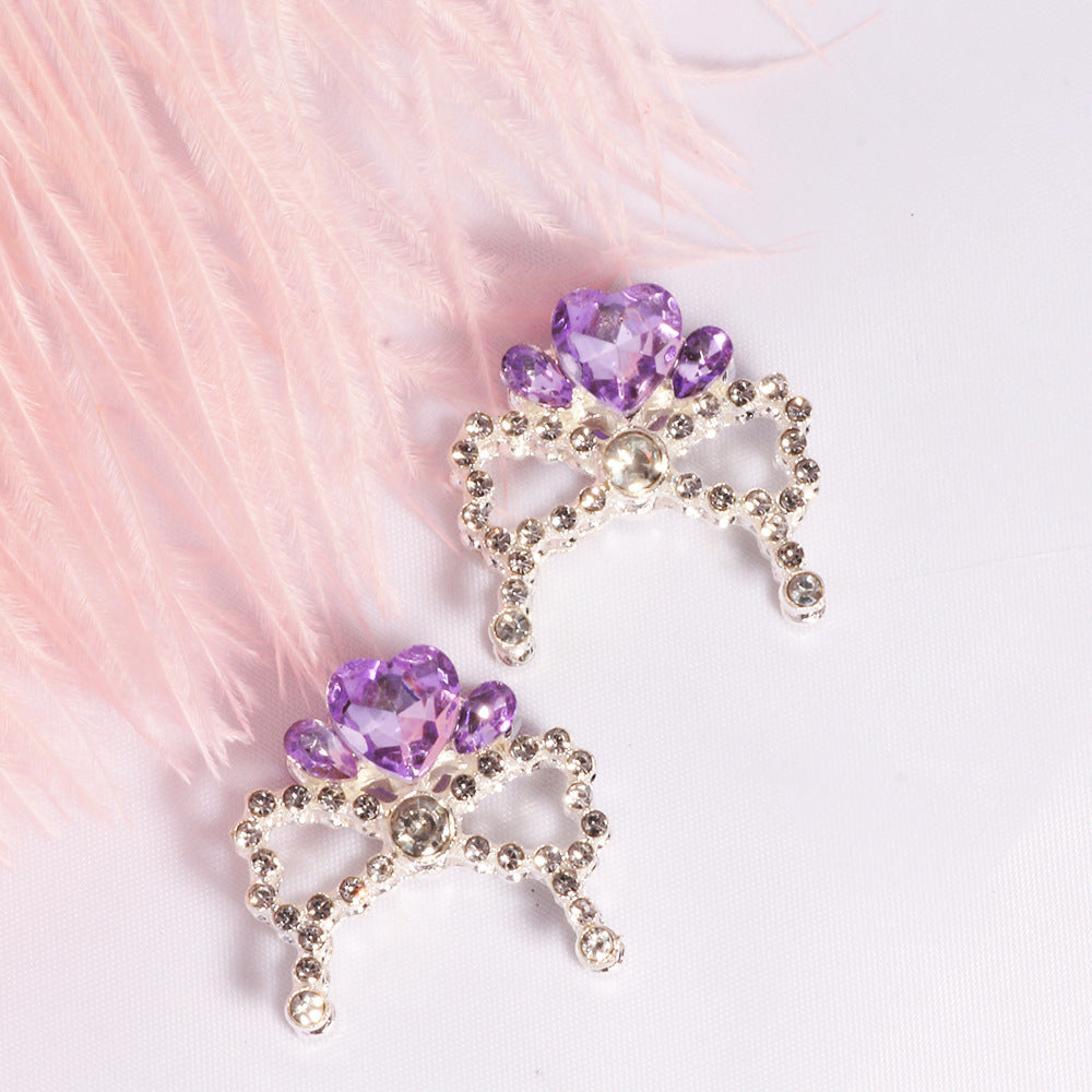 Wholesale 5pcs/pack Alloy crystal crown diamond ball four-way hole beads DIY  accessories