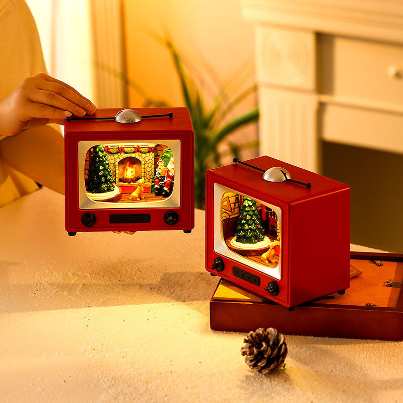 Wholesale Rotating Music Resin TV Desktop 19cm*13cm*18.5cm Decoration Christmas Gift Decoration