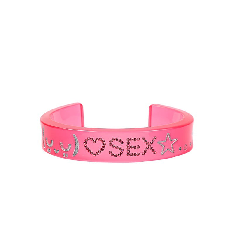 Wholesale 10PCS Autumn and Winter Stackable Resin Inlaid Diamond Colorful Open Bracelets