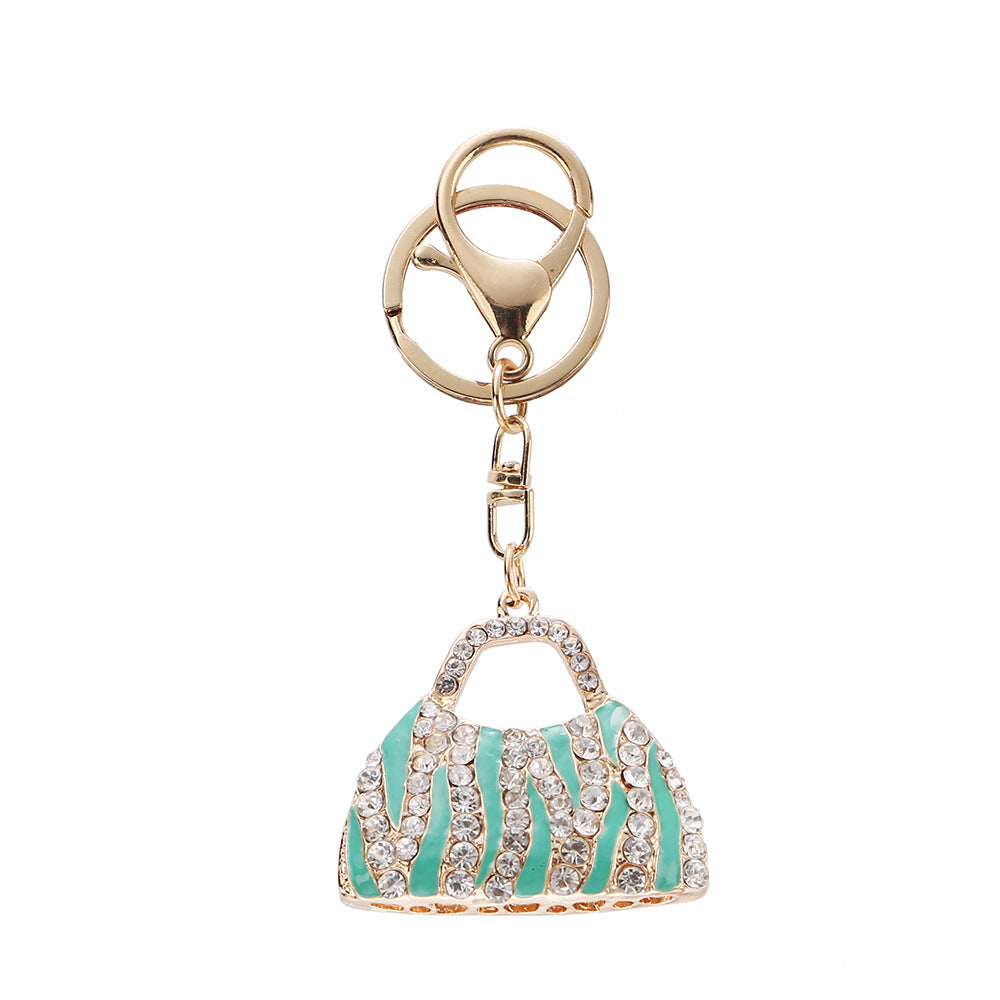 Wholesale Rhinestone Leopard Print Creative Bag Car Keychain