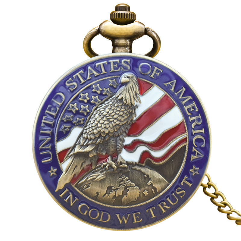 Wholesale Vintage antique bronze carved falcon pocket watch