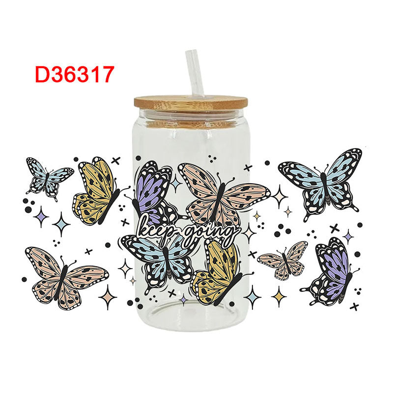 Wholesale UV transfer sticker for glass cups sticker 16OZ UV DTF WRAPS