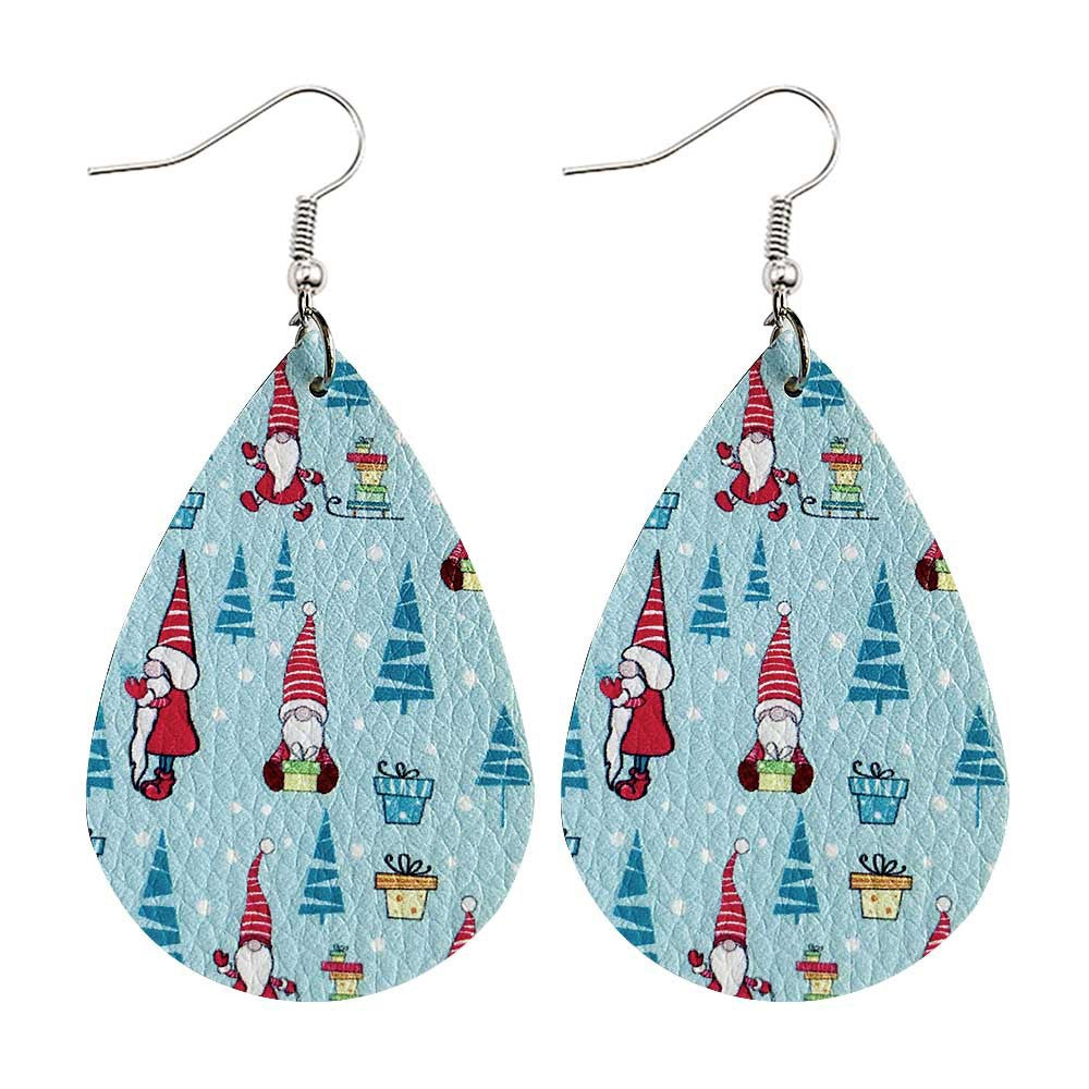 Wholesale Christmas Tree Bell Leather Earrings
