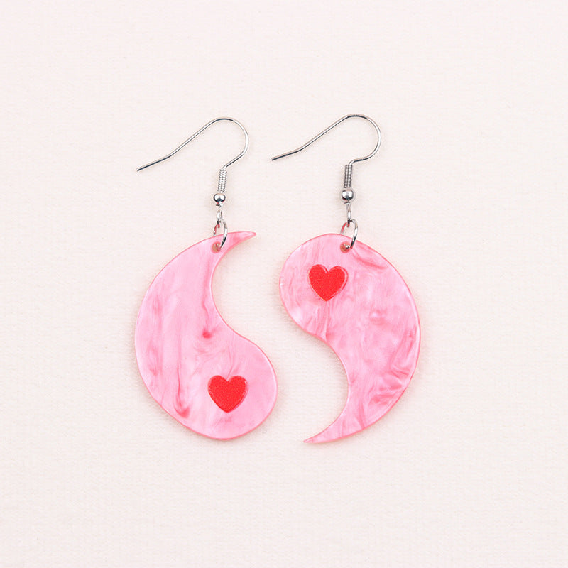 Wholesale 2pairs/pack Chubby Water Drop Love Acrylic Earrings