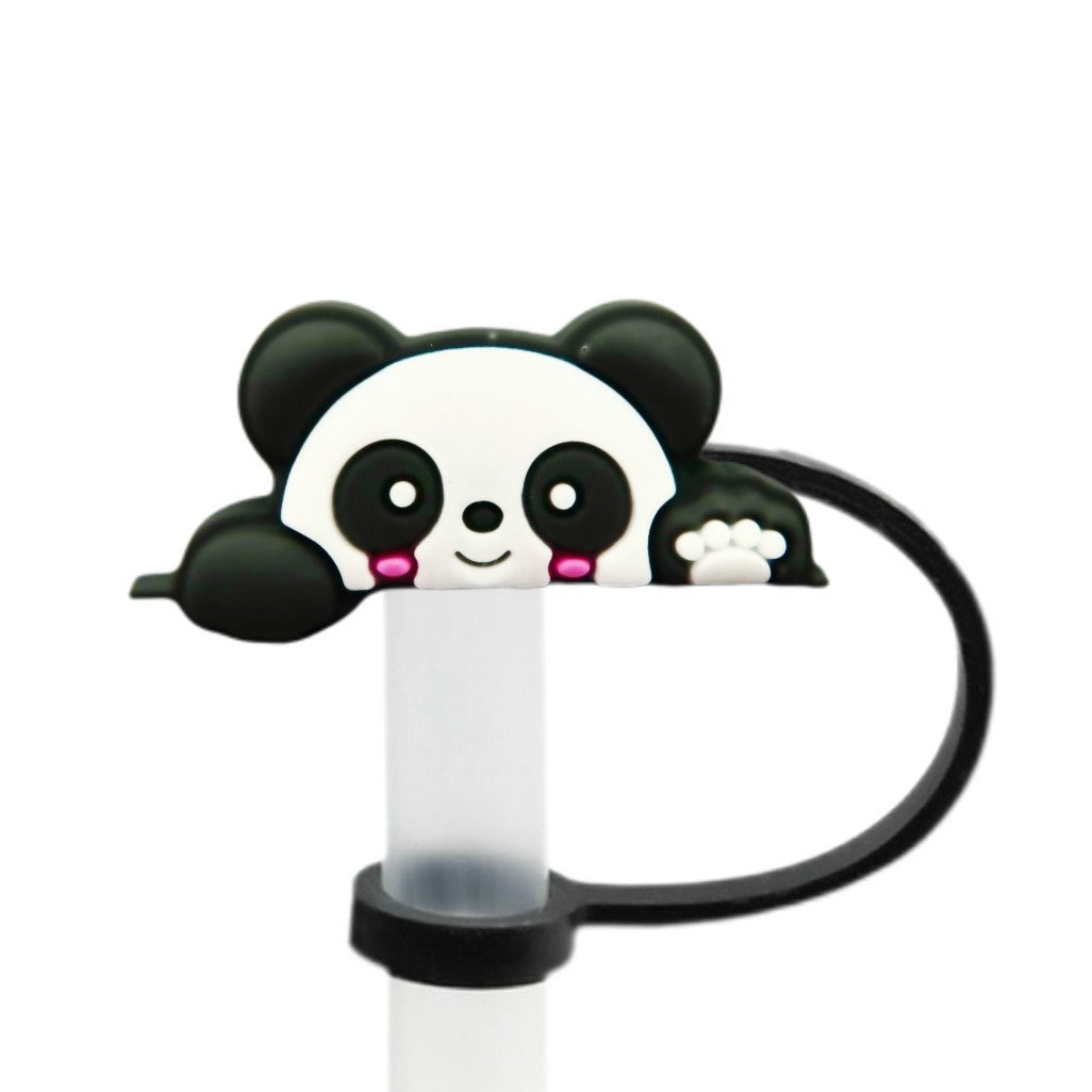 Wholesale 10pcs Cute Panda Straw Tube Cap