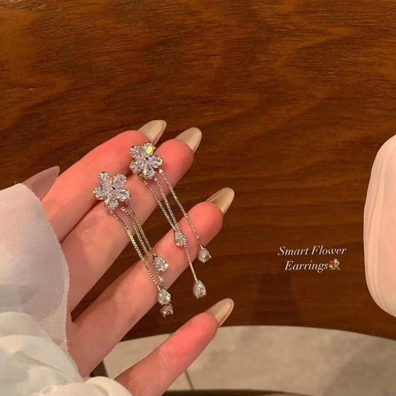 Wholesale Forest-style colorful diamond butterfly long earrings