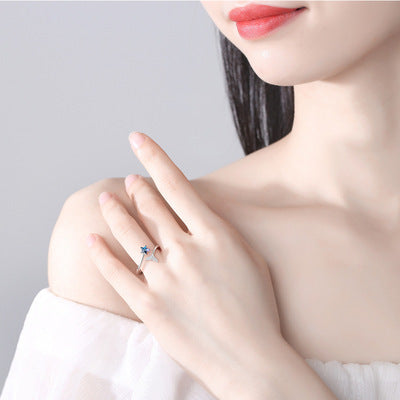 Wholesale Crystal Star Fish Tail Opening Adjustable Copper Ring