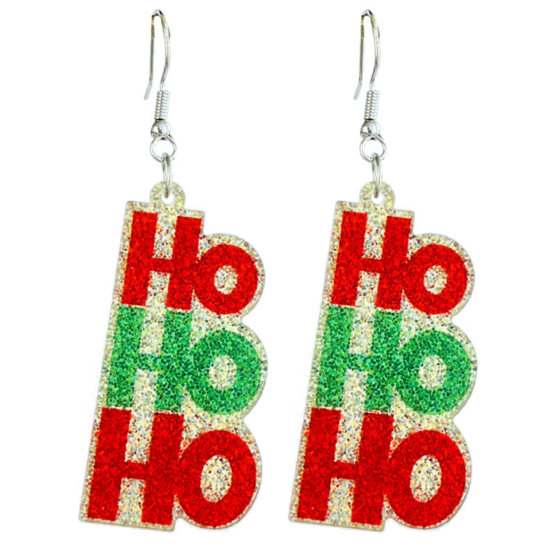 Wholesale 2pcs Source: Christmas Shiny Girls Party, Gingerbread People, Colored Lights, Snowflake Earrings