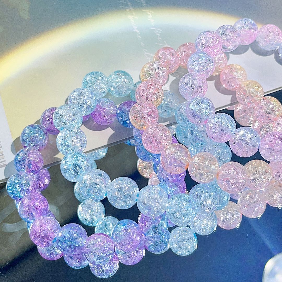Peads de grietas de hielo de gradiente al por mayor pulsera de vidrio