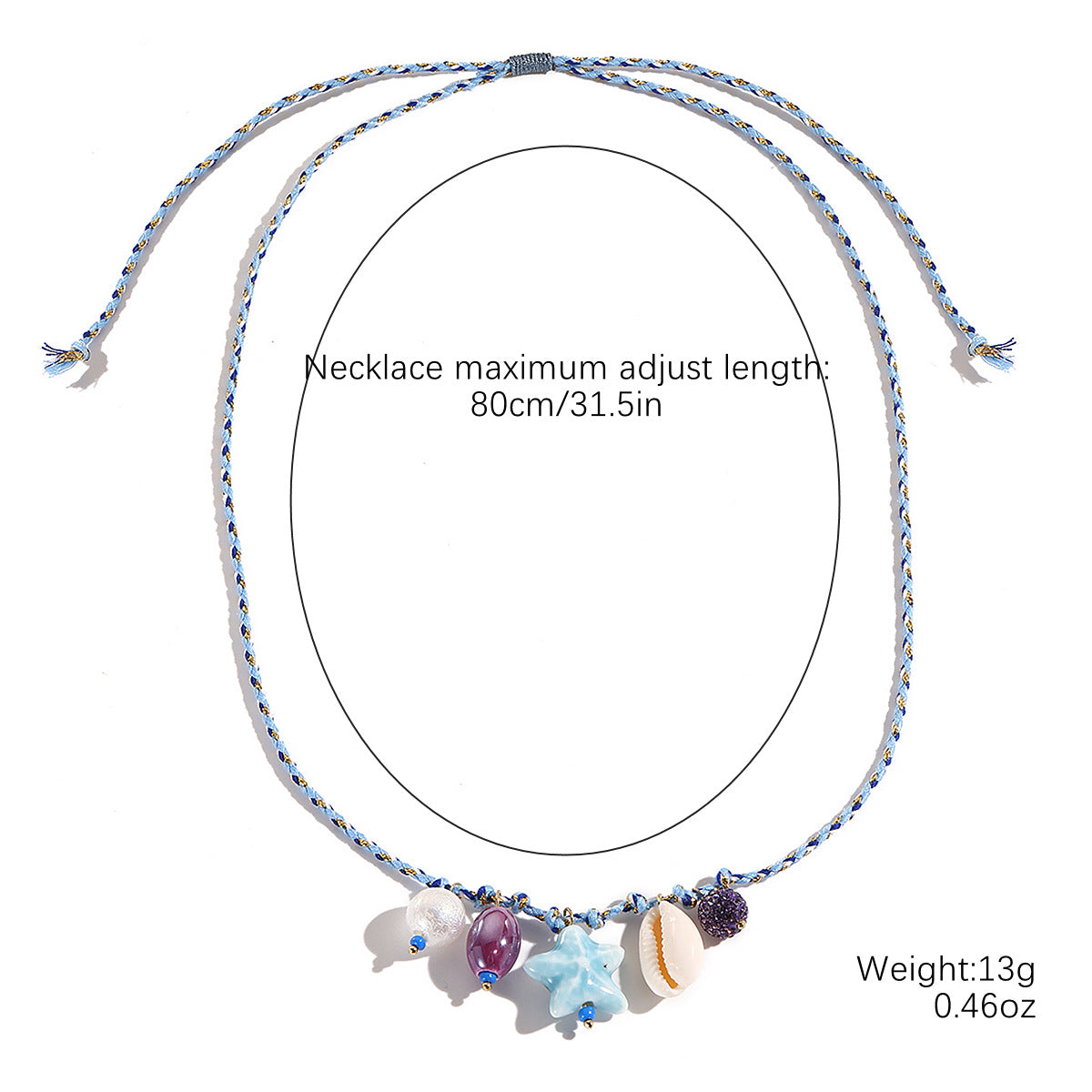 Wholesale Braided Colored Rope Necklace Pearl Shell Starfish Ceramic Fish Pendant Bohemian Necklace