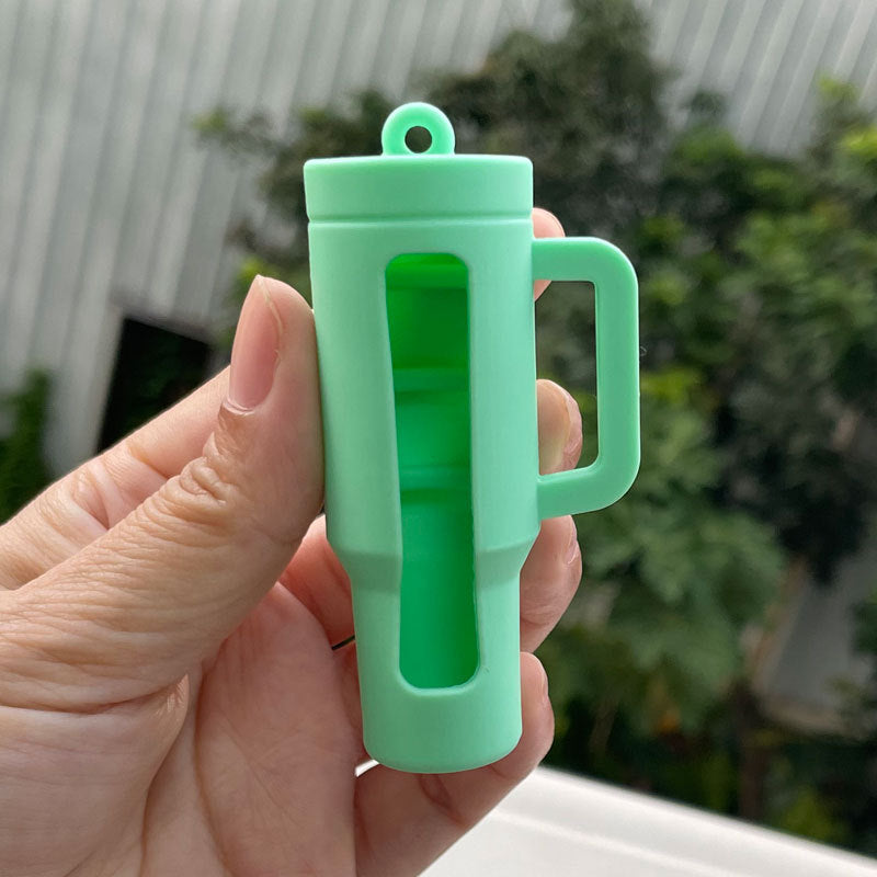 Wholesale Lipstick case silicone protective case bow lipstick bag keychain