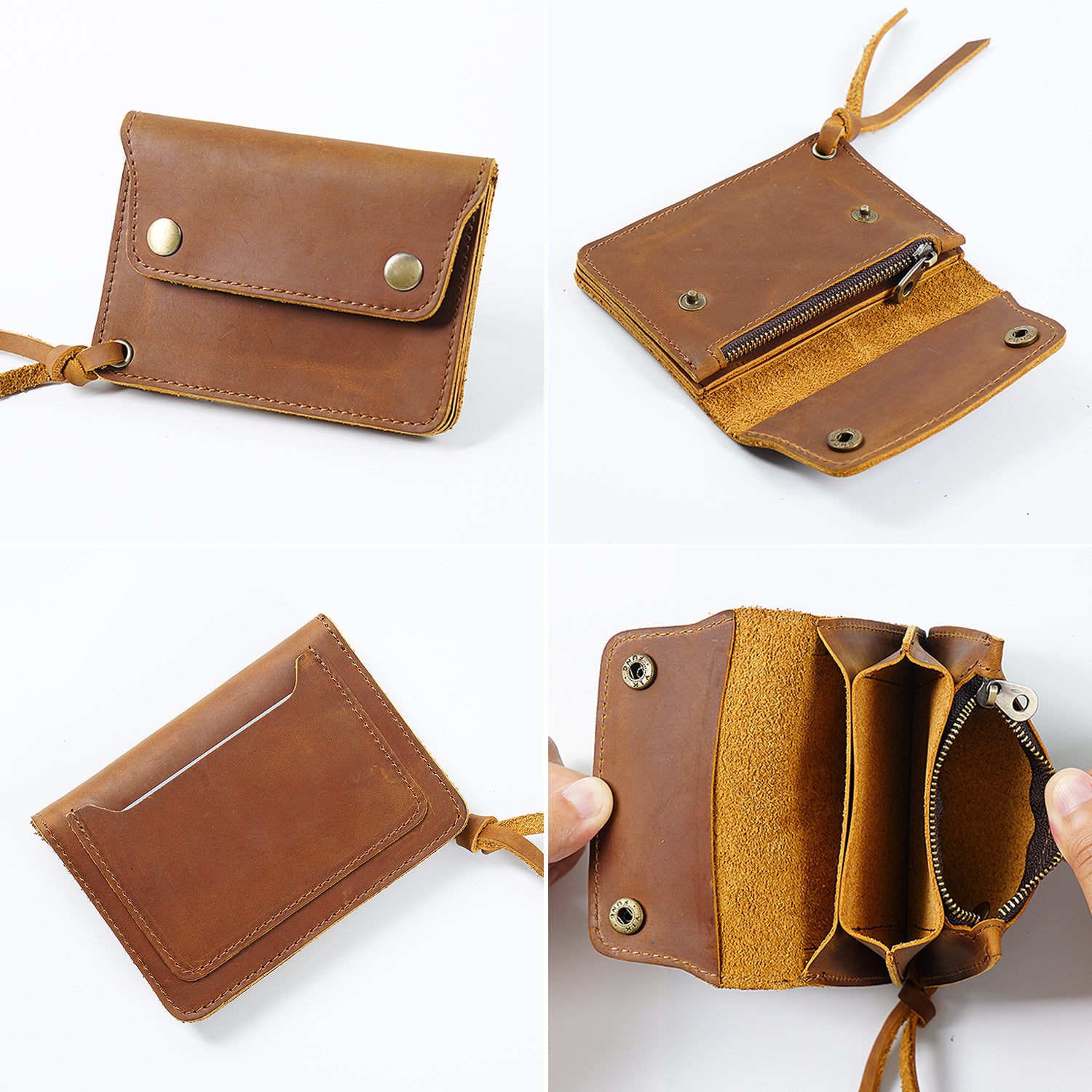 Wholesale Top Layer Cowhide Simple Handmade Short Retro Wallet