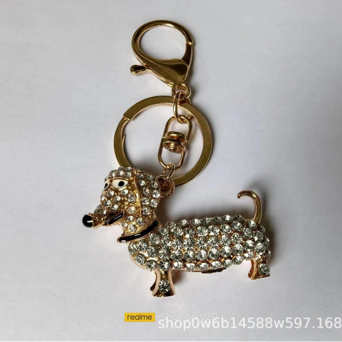 Wholesale Zinc alloy puppy diamond keychain