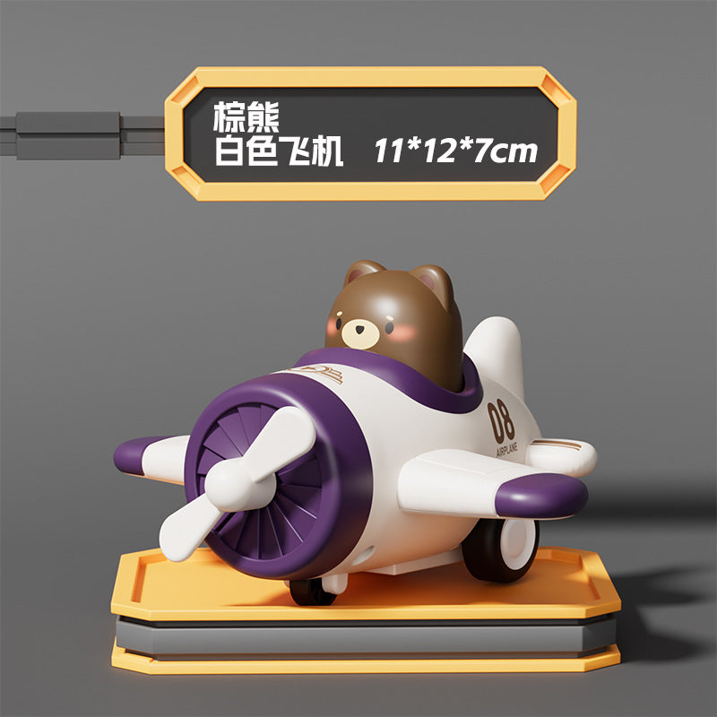 Wholesale Push Cartoon Airplane Fighter Spaceship Inertia Car Pull Back Car Baby Educational Toy Car