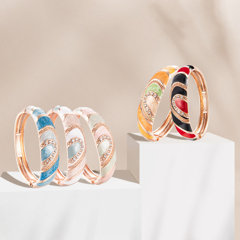 Wholesale Enamel Diamond Set Color Matching Geometric Drop Oil Alloy Bracelet