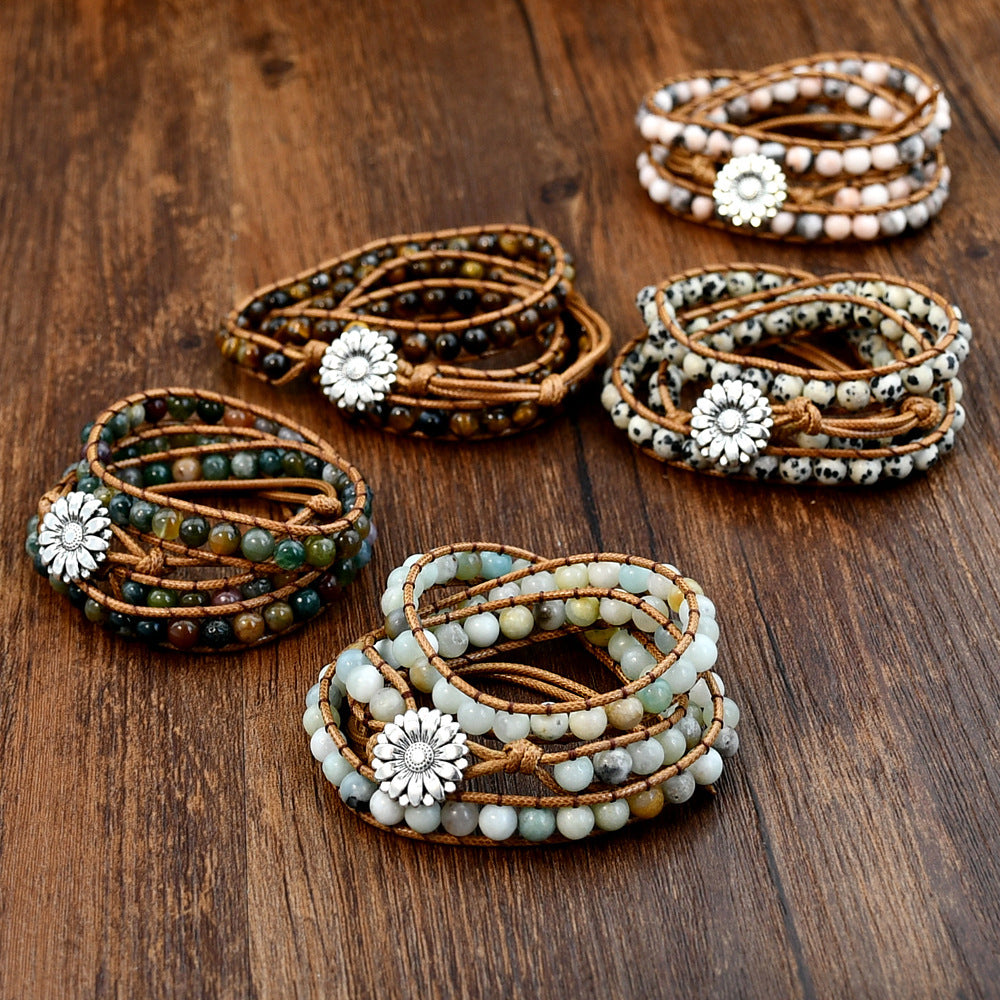 Wholesale Tem Explosive Natural Stone Hand-woven Bracelet