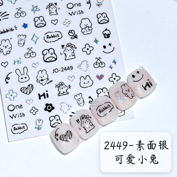 Wholesale New style nail stickers sweet cool kitten online celebrity same style Cute graffiti style kitten curly dog rabbit nail art