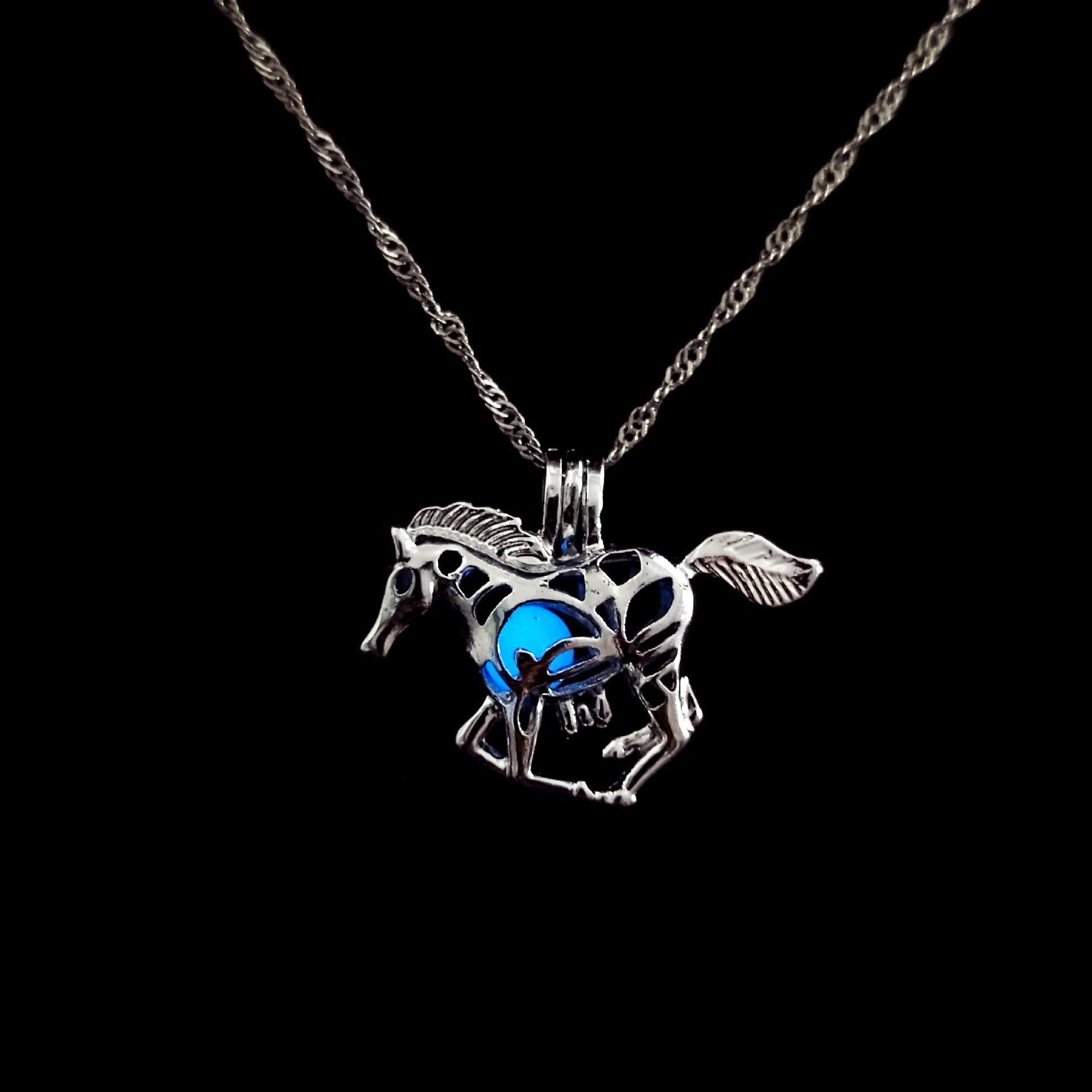 Wholesale Halloween Hollow-out Luminous Horse Necklace