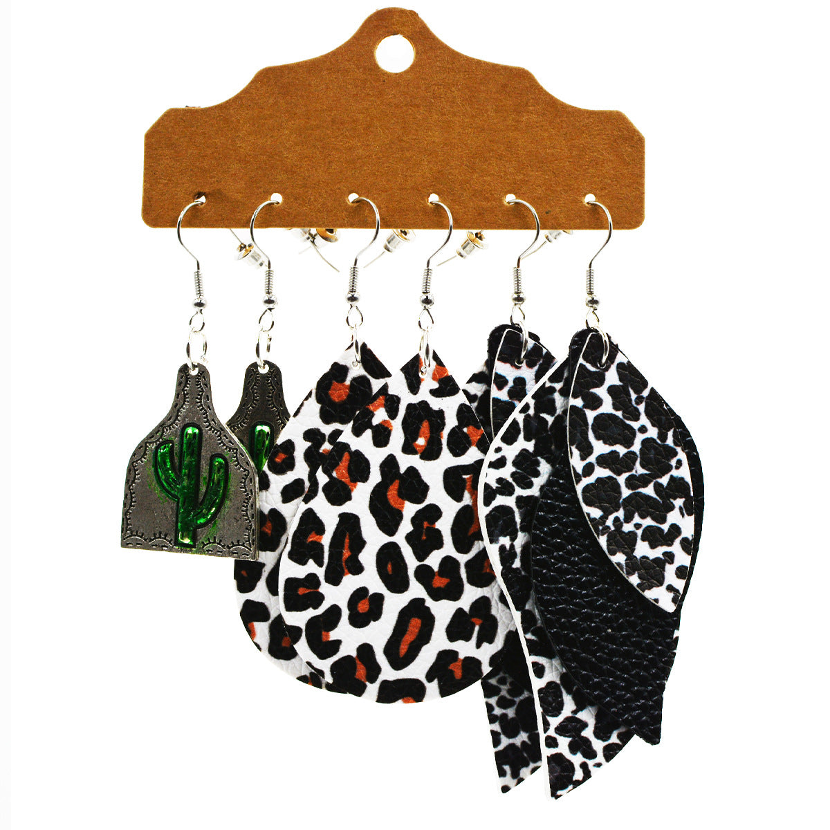 Wholesale Multi-layered Leather Earrings Symmetrical Love Earrings