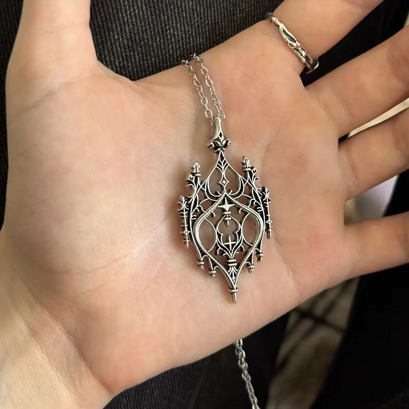Wholesale Gothic hollowed out castle necklace