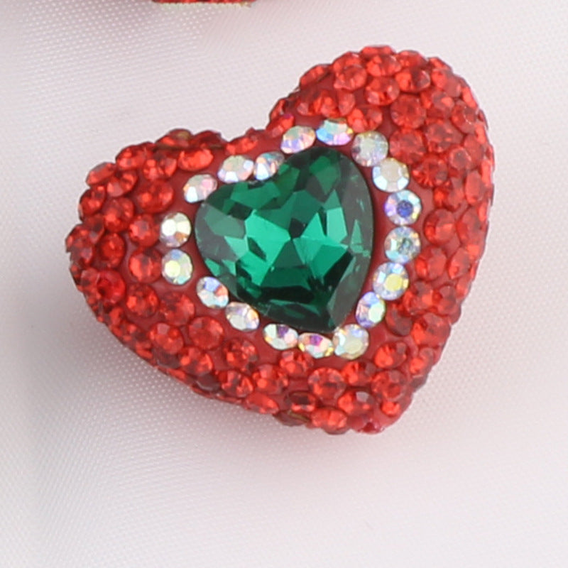 Wholesale Christmas Heart Straight Hole Full Drill Clay Beads