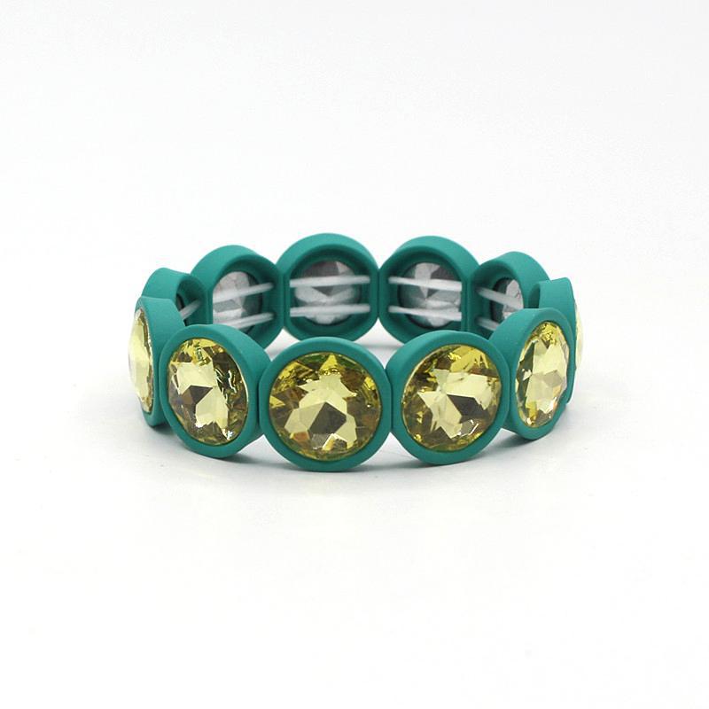 Wholesale Enamel Colored Rubber Lacquer Gemstone Flower Crystal Colored Glass Bracelet