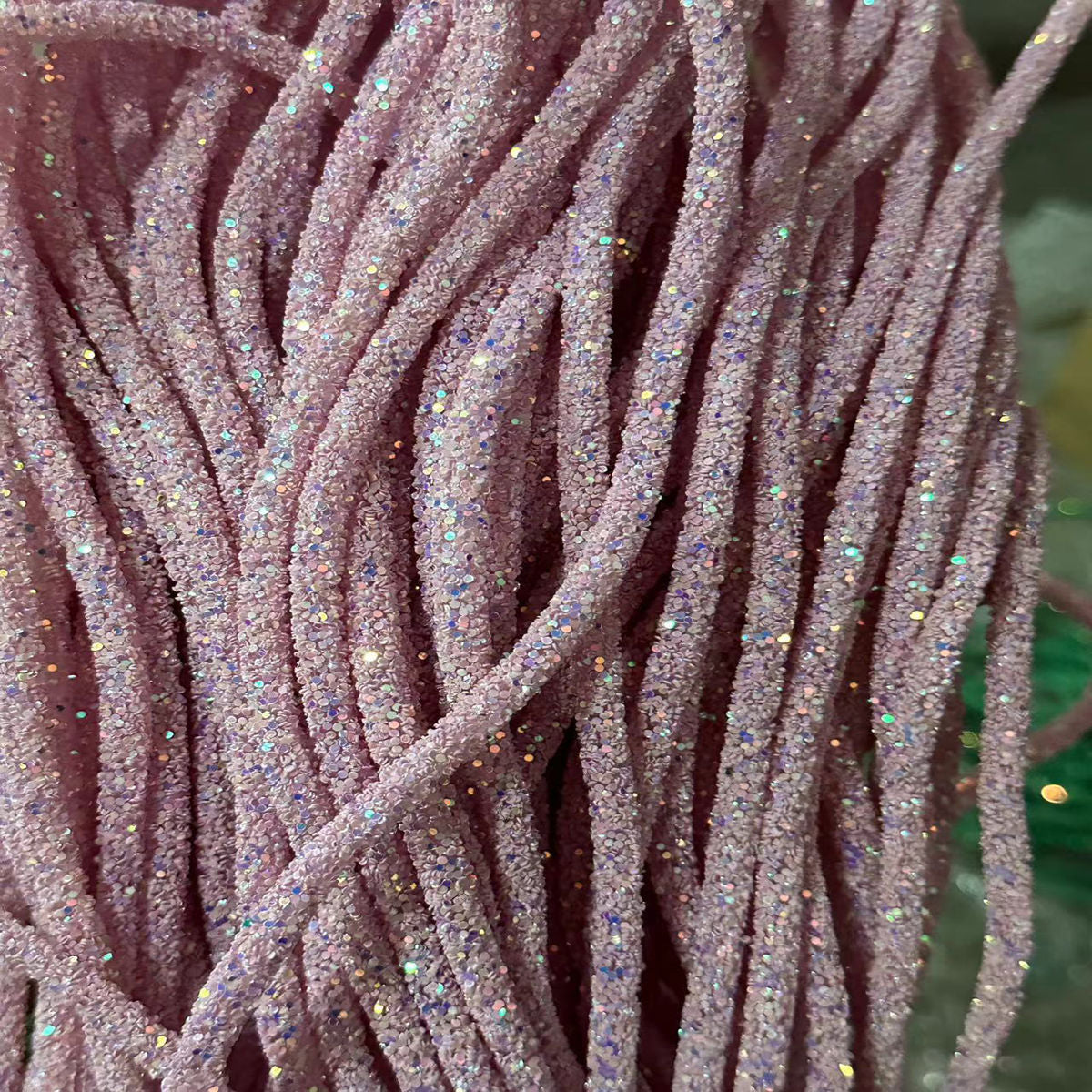 Wholesale  Diy seven-color sequin drill pipe glitter powder rope with rubber hose rainbow shoes and hats drill decorative rope jewelry