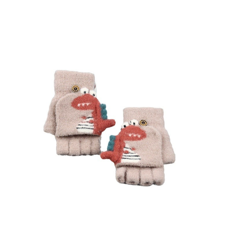Wholesale Winter Cartoon Cute Little Dinosaur Cashmere Children's Gloves