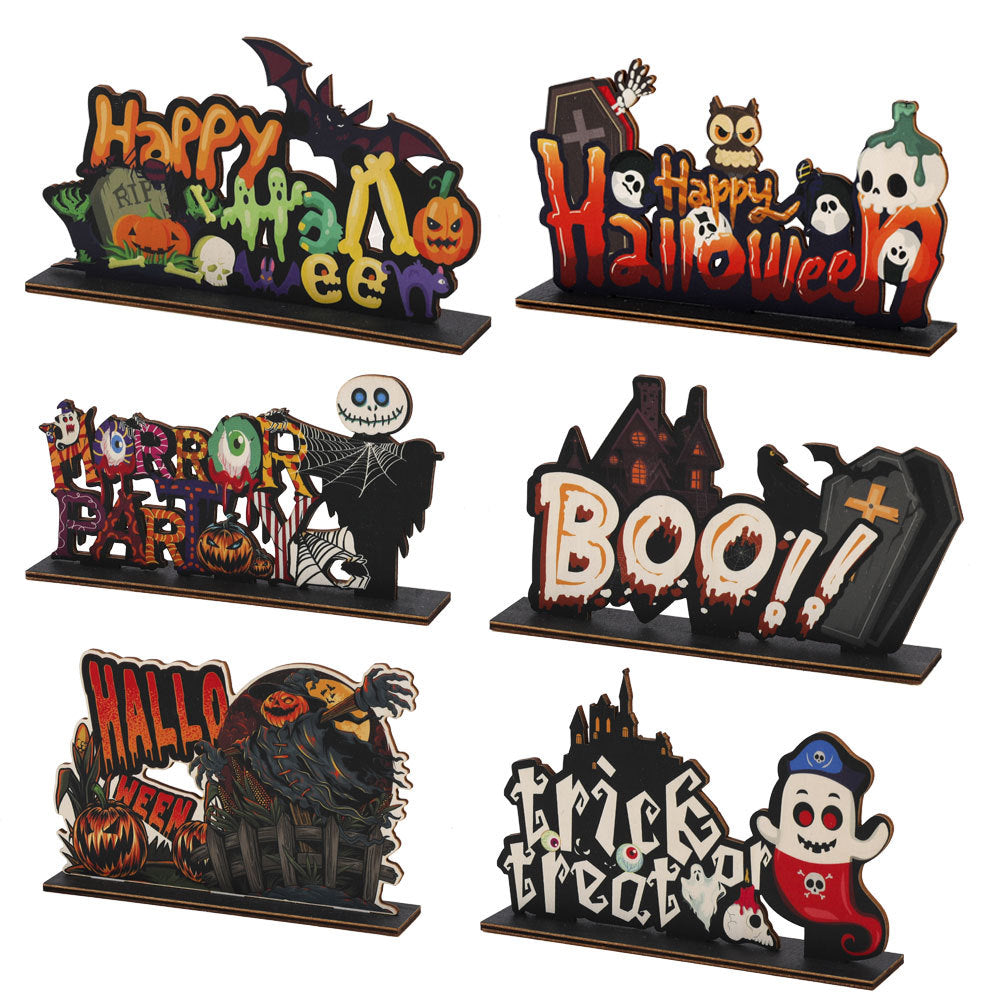 Wholesale Halloween Bar Party Atmosphere Scene with Wooden Table Ornaments