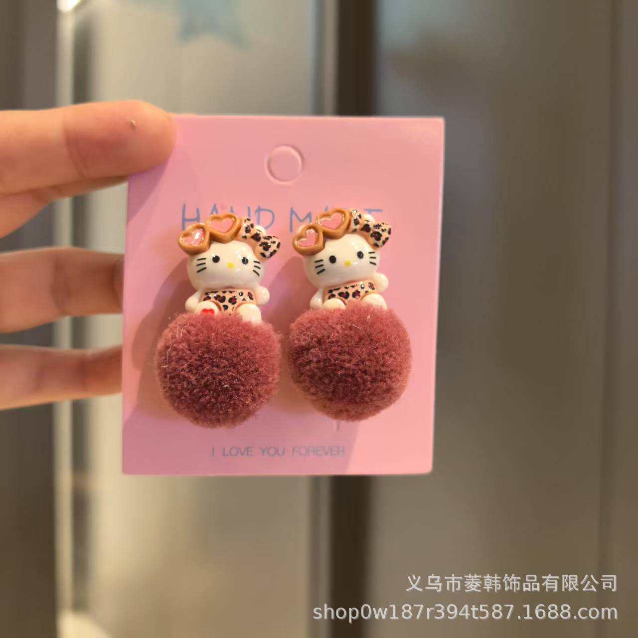 Wholesale Soft Girl Autumn and Winter Fur Ball Plush Star Cute Funny Cat Rabbit  Earrings OLY Exclusive