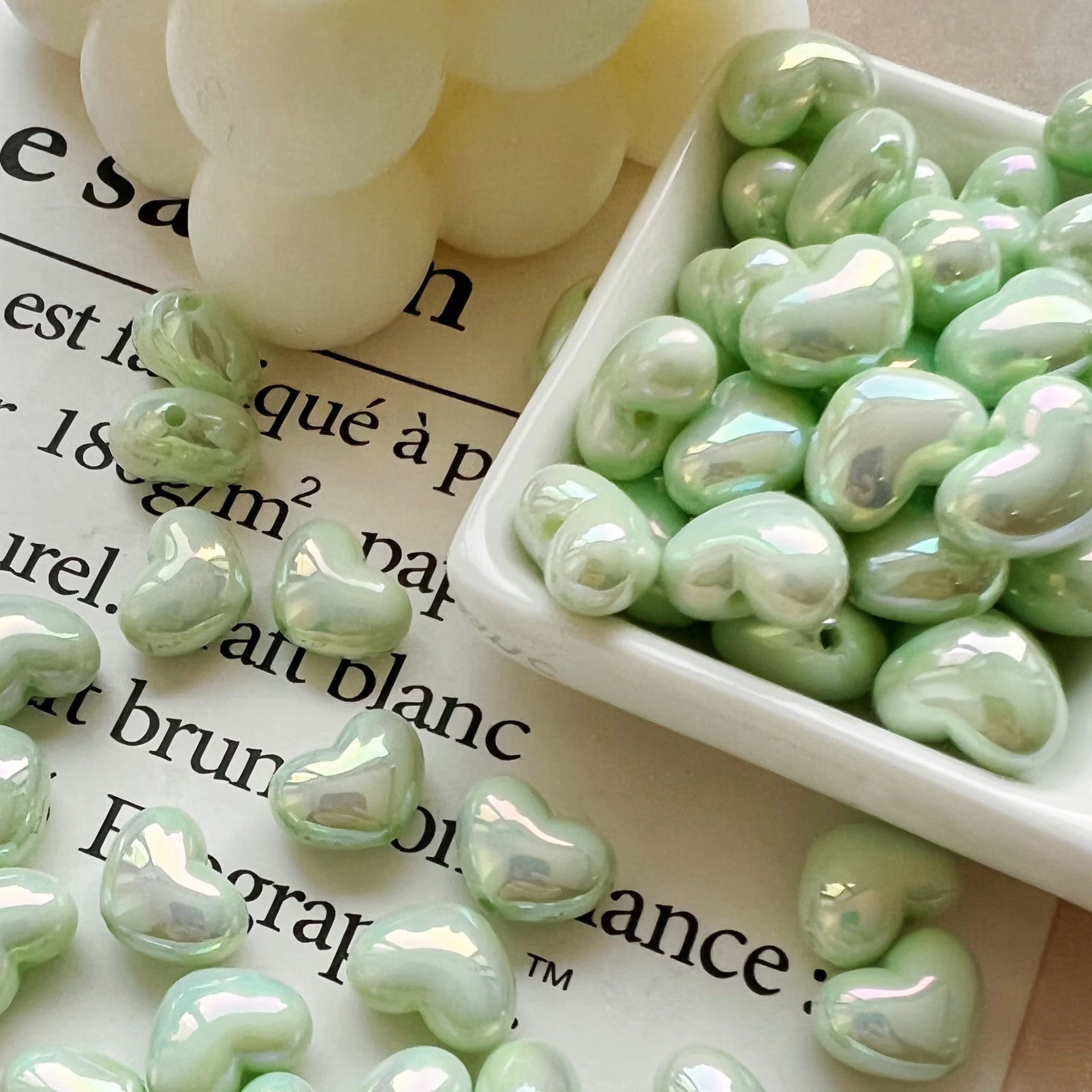 Wholesale 10pcs 10*13mm cream color love beads