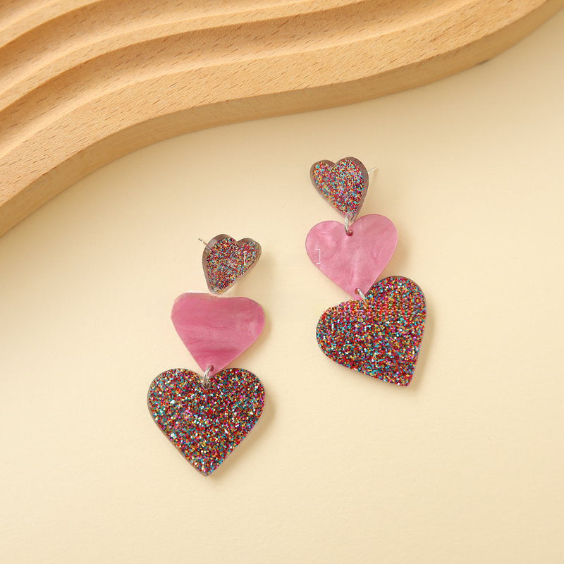 Wholesale color matching Valentine's Day acrylic love earrings niche personality High sense earrings women